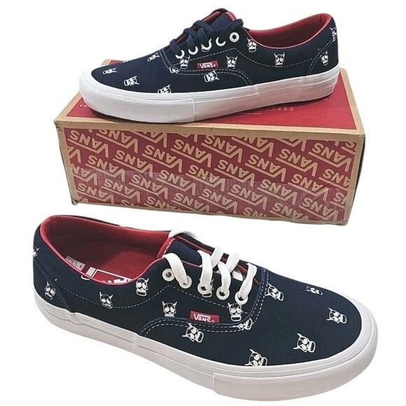 Vans~Men\'s 10~ Era Pro Kader Sylla Canvas Skull Logo Navy/Red White Sneakers NEW main image 11